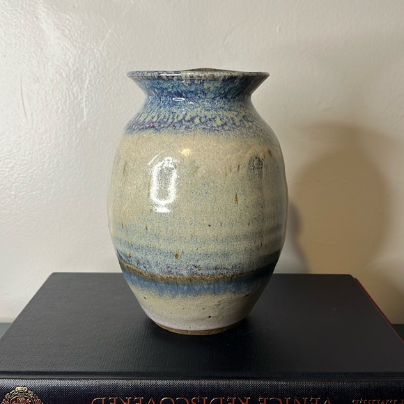 Handmade Studio Art Pottery Hanging Planter Wall Pocket Stoneware Vase Stamped - Picture 3 of 8